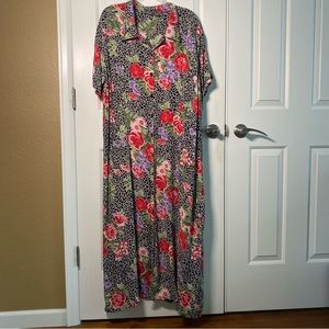 Vintage Endless Options Rose Geometric Button Down Maxi Dress Y2K Size 2X
